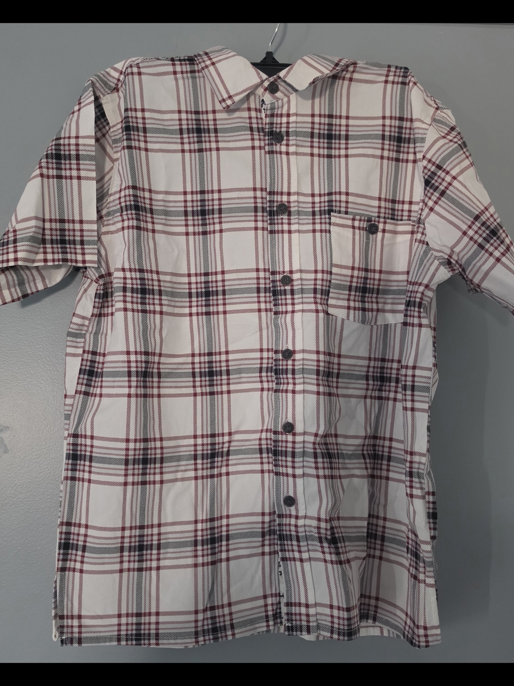 Boy's White Plaid Short-Sleeve Button-Up Shirt